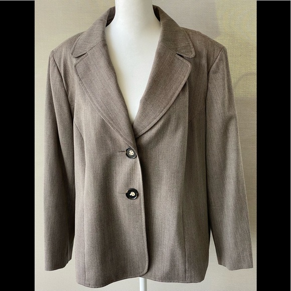 Talbots Jackets & Blazers - Talbots Brown Woven 100% Wool, Lined Two Button Lapel Blazer Jacket, 18W Petites